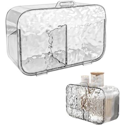 Vision Organisateur De Salle De Bain, Rangement Pour Maquillage, Boîte Transparente Pour Cotons-tiges, Fixation Murale, Avec Couvercle Et 2 Compartiments - Publicité Vision Organisateur De Salle De Bain, Rangement Pour Maquillage, Boîte Transparente Pour Cotons-tiges, Fixation Murale, Avec Couvercle Et 2 Compartiments - Publicité