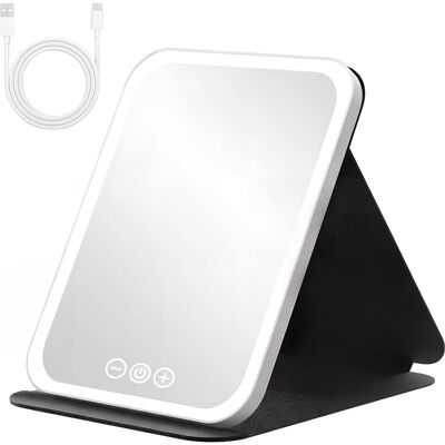 Vision Miroir De Maquillage Lumineux, Rechargeable Par Usb, Avec Écran Tactile, Pliable Et Portable, Idéal Pour Les Voyages Et Pour Une Utilisation Dans La Chambre À Coucher. Publicité Vision Miroir De Maquillage Lumineux, Rechargeable Par Usb, Avec Écran Tactile, Pliable Et Portable, Idéal Pour Les Voyages Et Pour Une Utilisation Dans La Chambre À Coucher. Publicité