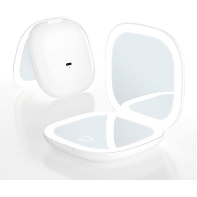 OEM Miroir De Maquillage Voyage Avec Éclairage Led Miroir Compact Avec Loupe 1x/5x 2 Côtés 3 Couleurs À Intensité Variable Miroir Poche Portable - Publicité OEM Miroir De Maquillage Voyage Avec Éclairage Led Miroir Compact Avec Loupe 1x/5x 2 Côtés 3 Couleurs À Intensité Variable Miroir Poche Portable - Publicité