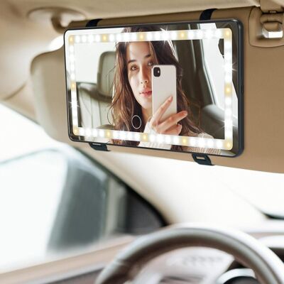 NO BRAND Miroir De Maquillage De Voyage Pour Pare-soleil De Voiture Avec Lumière, 3 Modes D'Éclairage Et 60 Led, Rechargeable, À Intensité Variable Et Commande Tactile, Pour Camions Et Suv. Publicité NO BRAND Miroir De Maquillage De Voyage Pour Pare-soleil De Voiture Avec Lumière, 3 Modes D'Éclairage Et 60 Led, Rechargeable, À Intensité Variable Et Commande Tactile, Pour Camions Et Suv. Publicité