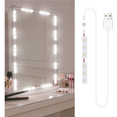 SCORPIO Lumières Miroir Maquillage Led, Réglables Contrôle Tactile, Lumières Vanity Salle De Bain, Câble Usb, Bande Led Miroir De Toilette - Publicité SCORPIO Lumières Miroir Maquillage Led, Réglables Contrôle Tactile, Lumières Vanity Salle De Bain, Câble Usb, Bande Led Miroir De Toilette - Publicité