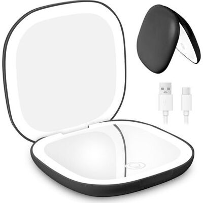 IRISFR Rechargable Miroir De Voyage Grossissant, 10x/1x Miroir Maquillage Grossissant Lumineux, Miroir De Maquillage, Avec 3 Couleurs Eclairage, Double Face, Pour Un Maquillage Précis, Noir - Publicité IRISFR Rechargable Miroir De Voyage Grossissant, 10x/1x Miroir Maquillage Grossissant Lumineux, Miroir De Maquillage, Avec 3 Couleurs Eclairage, Double Face, Pour Un Maquillage Précis, Noir - Publicité