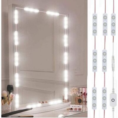 SCORPIO Miroir De Maquillage Lumineux Led De Style Hollywoodien, Bande Lumineuse Led Blanche Ultra-brillante De 3 Mètres, Commande Tactile À Intensité Variable - Publicité SCORPIO Miroir De Maquillage Lumineux Led De Style Hollywoodien, Bande Lumineuse Led Blanche Ultra-brillante De 3 Mètres, Commande Tactile À Intensité Variable - Publicité