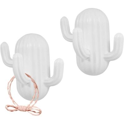 SANS MARQUE Lot De 2 Adorables Crochets Adhésifs En Forme De Cactus, Crochets Muraux Décoratifs, Crochets Adhésifs Pour Cordes À Cheveux, Blanc - Publicité SANS MARQUE Lot De 2 Adorables Crochets Adhésifs En Forme De Cactus, Crochets Muraux Décoratifs, Crochets Adhésifs Pour Cordes À Cheveux, Blanc - Publicité