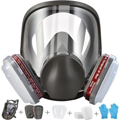 SCORPIO Respirateur Facial Complet Rutilisable, Protection Respirateur Visage Avec 10 Filtres De Rechange 5 Paires De Gants Pour Peinture Particules Poussire Produits Chimiques - Publicité SCORPIO Respirateur Facial Complet Rutilisable, Protection Respirateur Visage Avec 10 Filtres De Rechange 5 Paires De Gants Pour Peinture Particules Poussire Produits Chimiques - Publicité