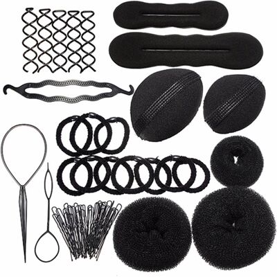 OEM Kit D'Outils Pour Coiffure Diy : Chignon Donut, Pince En U, Pince Spirale, Élastiques, Base À Cheveux, Boucles Pour Chignon - Publicité OEM Kit D'Outils Pour Coiffure Diy : Chignon Donut, Pince En U, Pince Spirale, Élastiques, Base À Cheveux, Boucles Pour Chignon - Publicité