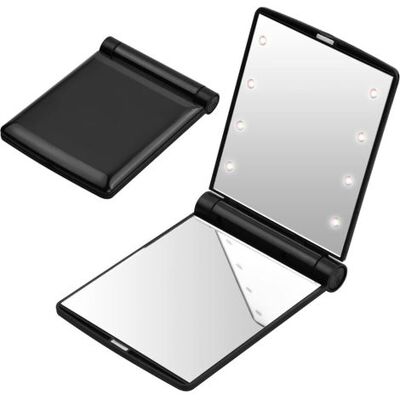 FANGMEDIA Miroir De Poche Led Pliable - Noir, Miroir De Voyage De Poche, Petit Miroir Pliable, Miroir De Maquillage Portable, Miroir De Sac À Main, Miroir De Poche Avec 8 Lumières Led, Cadeau Pour Les Femmes - Publicité FANGMEDIA Miroir De Poche Led Pliable - Noir, Miroir De Voyage De Poche, Petit Miroir Pliable, Miroir De Maquillage Portable, Miroir De Sac À Main, Miroir De Poche Avec 8 Lumières Led, Cadeau Pour Les Femmes - Publicité