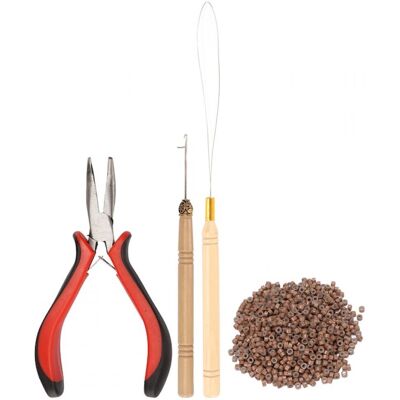 ALVIOR Kit Accessoires Extensions Cheveux - Anneaux Micro Silicone - Pinces Chaleur Résistantes - Pince À Extensions - Peigne De Séparation - Sac De Rangement - 1000 Pièces - Publicité ALVIOR Kit Accessoires Extensions Cheveux - Anneaux Micro Silicone - Pinces Chaleur Résistantes - Pince À Extensions - Peigne De Séparation - Sac De Rangement - 1000 Pièces - Publicité