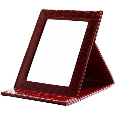 LEDE Miroir De Voyage En Cuir, Miroir De Poche, Miroir Compact (croco Rouge) - Publicité LEDE Miroir De Voyage En Cuir, Miroir De Poche, Miroir Compact (croco Rouge) - Publicité
