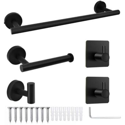 SCORPIO 5 Pieces Bathroom Hardware Accessories Set Towel Rack Paper Holder Hook Adhesive Hook Multifunction Bathroom Set Black - Publicité SCORPIO 5 Pieces Bathroom Hardware Accessories Set Towel Rack Paper Holder Hook Adhesive Hook Multifunction Bathroom Set Black - Publicité