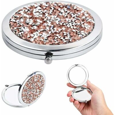 OEM Miroir Maquillage Poche. Miroir De Poche Avec Grossissement X1 / X2. Rond Miroir Pliable & Portable. 7 Cm Miroir De Poche Idéal Pour Femmes Filles Voyage Travail École Maison. Diamant Rose - Publicité OEM Miroir Maquillage Poche. Miroir De Poche Avec Grossissement X1 / X2. Rond Miroir Pliable & Portable. 7 Cm Miroir De Poche Idéal Pour Femmes Filles Voyage Travail École Maison. Diamant Rose - Publicité
