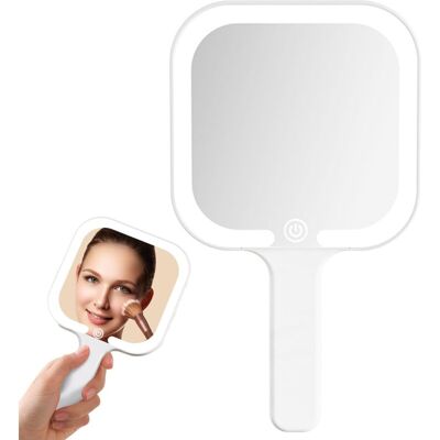 OEM Miroir À Main Avec Poignée, Miroir De Maquillage Lumineux Portable, Interrupteur Tactile, 3 Couleurs Claires, Pour La Coiffure, Le Maquillage, La Maison, Les Voyages (carré) - Publicité OEM Miroir À Main Avec Poignée, Miroir De Maquillage Lumineux Portable, Interrupteur Tactile, 3 Couleurs Claires, Pour La Coiffure, Le Maquillage, La Maison, Les Voyages (carré) - Publicité