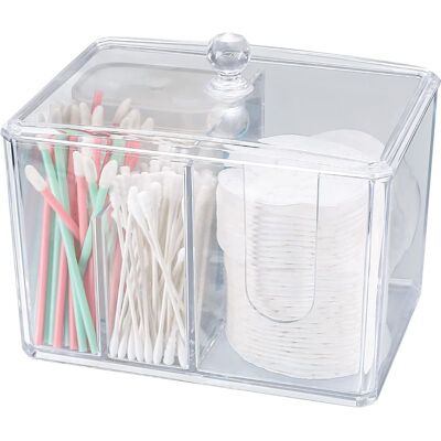 Vision Distributeur De Cotons-tiges, Boîte De Rangement En Acrylique Avec Couvercle Pour Cotons-tiges, Maquillage, Salle De Bain - Publicité Vision Distributeur De Cotons-tiges, Boîte De Rangement En Acrylique Avec Couvercle Pour Cotons-tiges, Maquillage, Salle De Bain - Publicité
