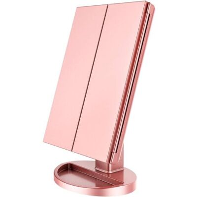 ABYSSE Miroir De Maquillage Éclairé, 1x/2x/3x À Grossissement Avec Écran Tactile À 36 Led Et Chargement Usb, Support Réglable À 180 Degrés Pour Miroir De Maquillage Cosmétique De Comptoir (or Rose)- - Publicité ABYSSE Miroir De Maquillage Éclairé, 1x/2x/3x À Grossissement Avec Écran Tactile À 36 Led Et Chargement Usb, Support Réglable À 180 Degrés Pour Miroir De Maquillage Cosmétique De Comptoir (or Rose)- - Publicité