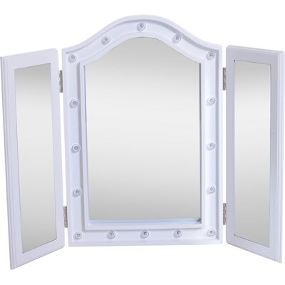 OEM Miroir De Maquillage Led Lumineux Pliable 3 Compartiments - Miroir De Table Cosmétique Illuminé Sur Piles - Cadeau Original Pour Femme - 73 X 53,5 X 4,5 Cm - Publicité OEM Miroir De Maquillage Led Lumineux Pliable 3 Compartiments - Miroir De Table Cosmétique Illuminé Sur Piles - Cadeau Original Pour Femme - 73 X 53,5 X 4,5 Cm - Publicité