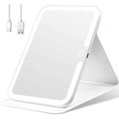 Vision Miroir De Maquillage Led Pliable, Miroir De Voyage Portable, 26 Lumières Douces, Rechargeable Par Usb, Design Fin Et Élégant Pour Table Ou Sac. Publicité Vision Miroir De Maquillage Led Pliable, Miroir De Voyage Portable, 26 Lumières Douces, Rechargeable Par Usb, Design Fin Et Élégant Pour Table Ou Sac. Publicité