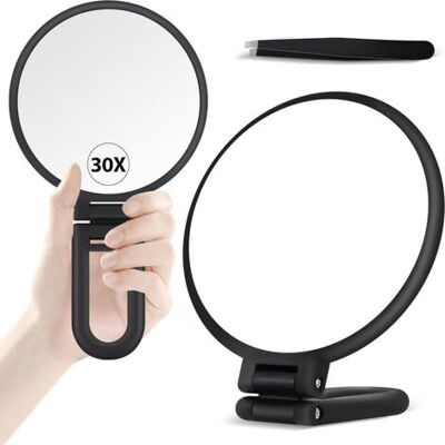 SCORPIO Miroir Grossissant 30x Pliable Et Portable – Double Face 1x/30x – Poignée Rotative 360° Pour Maquillage Précis En Déplacement – Noir Mat - Publicité SCORPIO Miroir Grossissant 30x Pliable Et Portable – Double Face 1x/30x – Poignée Rotative 360° Pour Maquillage Précis En Déplacement – Noir Mat - Publicité