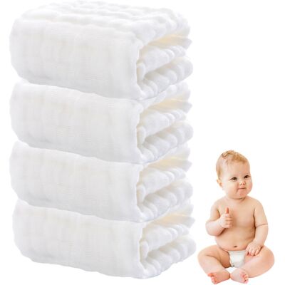 ALVIOR Washcloth Bébé - Mousseline Coton Naturel 30x30 Cm - Doux Respirant Absorbant - Pour Nouveau-né Enfant Et Adulte - Lot De 4 - Publicité ALVIOR Washcloth Bébé - Mousseline Coton Naturel 30x30 Cm - Doux Respirant Absorbant - Pour Nouveau-né Enfant Et Adulte - Lot De 4 - Publicité