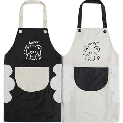 Generic Lot De 2 Tabliers De Cuisine, Comprenant Une Serviette Pour Les Mains, Imperméables, Avec Poches, Bavoirs De Cuisine, Tabliers, En Pvc(noir Et Blanc) - Publicité Generic Lot De 2 Tabliers De Cuisine, Comprenant Une Serviette Pour Les Mains, Imperméables, Avec Poches, Bavoirs De Cuisine, Tabliers, En Pvc(noir Et Blanc) - Publicité