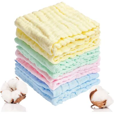 OEM 8pcs Débarbouillettes Bébé En Mousseline, 25 X 25cm Lavable Serviette Visage Bébé En Coton Douces Langes Coton Bébé Pour Essuyer Main Visage Corps Peau Sensible Bébé Cadeau Nouveauné - Publicité OEM 8pcs Débarbouillettes Bébé En Mousseline, 25 X 25cm Lavable Serviette Visage Bébé En Coton Douces Langes Coton Bébé Pour Essuyer Main Visage Corps Peau Sensible Bébé Cadeau Nouveauné - Publicité