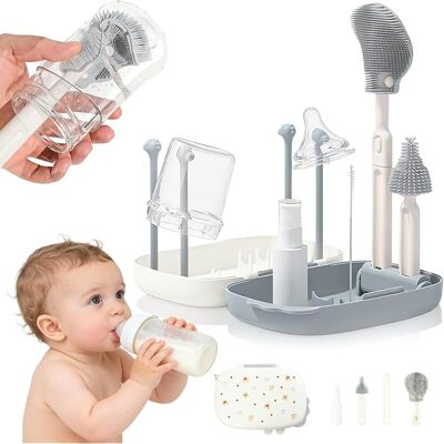 SANS MARQUE Kit Nettoyage Biberon Voyage Avec Goupillon Silicone Brosse Biberon Bébé 6 En 1 Avec Tétine, Paille, Distributeur Égouttoir Intégré Et Étui Portable Nettoyeur Biberon Prêt Pour Sortie Bébé - Publicité SANS MARQUE Kit Nettoyage Biberon Voyage Avec Goupillon Silicone Brosse Biberon Bébé 6 En 1 Avec Tétine, Paille, Distributeur Égouttoir Intégré Et Étui Portable Nettoyeur Biberon Prêt Pour Sortie Bébé - Publicité