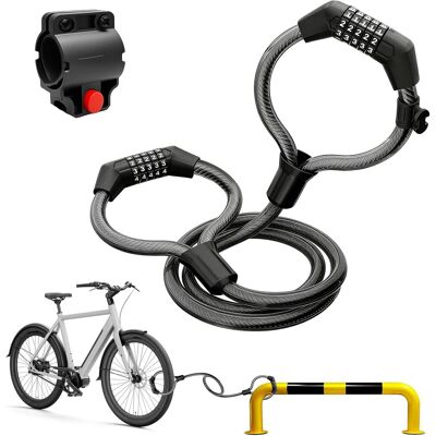 OEM Antivol Vélo Antivol Trotinette Electriquee Double Cadenas À Combinaison À 5 Chiffres, Câble De 12 Mm De Diamètre Et De 105 Cm De Longueur, Pour Vélos, Tricycles, Motos Et Scooters - Publicité OEM Antivol Vélo Antivol Trotinette Electriquee Double Cadenas À Combinaison À 5 Chiffres, Câble De 12 Mm De Diamètre Et De 105 Cm De Longueur, Pour Vélos, Tricycles, Motos Et Scooters - Publicité