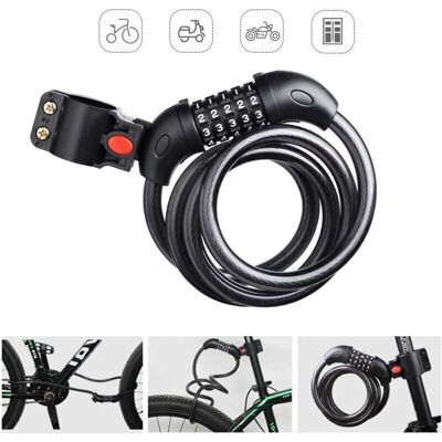 OEM Cadenas Antivol Pour Vélo À Code 5 Chiffres – Câble En Acier 116 Cm X 12 Mm – Alliage, Plastique Abs – Sécurise Vélos, Scooters, Motos, Portails, Poussettes – Support Inclus - Publicité OEM Cadenas Antivol Pour Vélo À Code 5 Chiffres – Câble En Acier 116 Cm X 12 Mm – Alliage, Plastique Abs – Sécurise Vélos, Scooters, Motos, Portails, Poussettes – Support Inclus - Publicité