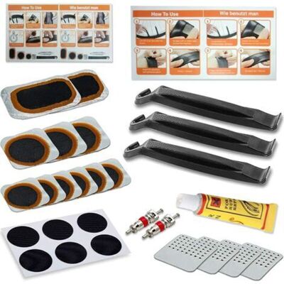 OEM Kit Réparation Pneus Vélo 28 Pièces Pour Route Vtt Urbain Inclut Rustines Colle Outils -ulisem - Publicité OEM Kit Réparation Pneus Vélo 28 Pièces Pour Route Vtt Urbain Inclut Rustines Colle Outils -ulisem - Publicité