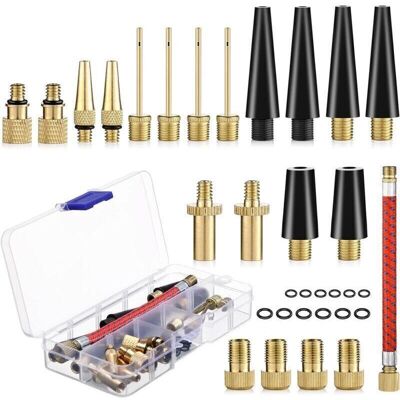 OEM Embout Pompe Velo, 33 Pièces Embout Gonfleur Ballon, Dv Sv Av Adaptateur Pompe Velo Avec Boîte De Rangement,adaptateur De Valve Avec Tuyau De Gonflage, Pour Vélo, Pompe À Vélo Et Compresseurs Pompes - Publicité OEM Embout Pompe Velo, 33 Pièces Embout Gonfleur Ballon, Dv Sv Av Adaptateur Pompe Velo Avec Boîte De Rangement,adaptateur De Valve Avec Tuyau De Gonflage, Pour Vélo, Pompe À Vélo Et Compresseurs Pompes - Publicité