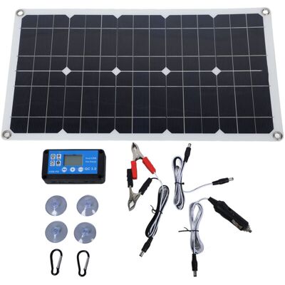 MOXIE Sjlerst Kit De Panneaux Solaires 100w, Étanche Ip67, Chargeur De Panneau Solaire Haute Efficacité Avec Contrôleur 12v 24v 20a, 2 Crochets Pour L'Extérieur - Publicité MOXIE Sjlerst Kit De Panneaux Solaires 100w, Étanche Ip67, Chargeur De Panneau Solaire Haute Efficacité Avec Contrôleur 12v 24v 20a, 2 Crochets Pour L'Extérieur - Publicité