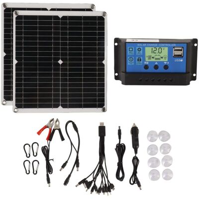 MOXIE Sjlerst Kit De Panneaux Solaires 50w, 60a, Contrôleur De Charge Solaire, Ensemble Avec 2 Sorties Usb, Pour Camping-car, Panne D'Électricité - Publicité MOXIE Sjlerst Kit De Panneaux Solaires 50w, 60a, Contrôleur De Charge Solaire, Ensemble Avec 2 Sorties Usb, Pour Camping-car, Panne D'Électricité - Publicité