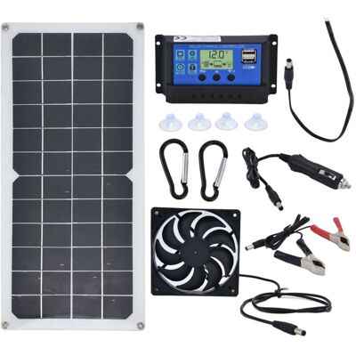 MOXIE Ensemble De Panneaux Solaires 10w Avec Ventilateur D'Extraction De Contrôleur 10a Pour Batterie De Téléphone Mobile De Bateau De Yacht De Voiture - Publicité MOXIE Ensemble De Panneaux Solaires 10w Avec Ventilateur D'Extraction De Contrôleur 10a Pour Batterie De Téléphone Mobile De Bateau De Yacht De Voiture - Publicité
