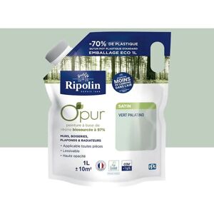 Poche de peinture Murs, Boiseries, Radiateurs Ripolin OPur Satin Vert palatino 1 l - Vert palatino