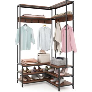 Costway - Porte Manteaux D'Angle 178 Cm, Meuble D'Entrée Avec Banc À Chaussures, 7 Patères, Etagères Ouvertes, Cadre En Métal, Kit Anti-basculement, Porte-vêtements Pour Chambre (noyer) - Publicité Costway - Porte Manteaux D'Angle 178 Cm, Meuble D'Entrée Avec Banc À Chaussures, 7 Patères, Etagères Ouvertes, Cadre En Métal, Kit Anti-basculement, Porte-vêtements Pour Chambre (noyer) - Publicité