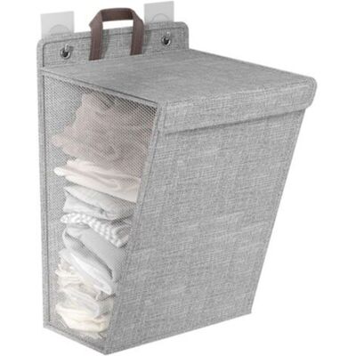 Vision Panier À Linge Pratique - Pliable - Fixation Murale - Durable - Gain De Place - Solution De Rangement Pour Vêtements Sales - Panier À Linge - Gris - M - Publicité Vision Panier À Linge Pratique - Pliable - Fixation Murale - Durable - Gain De Place - Solution De Rangement Pour Vêtements Sales - Panier À Linge - Gris - M - Publicité