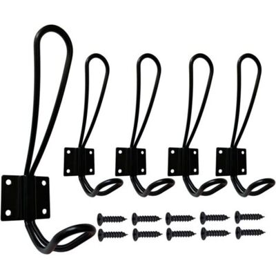 ABYSSE Murale Patere Porte Manteau Noir, 5 Pièces Muraux Crochets Et Patères Pour La Maison Retro Metal Crochet Lourd Avec Vis Pour Entrée Salle De Bain Toilette Cuisine Meuble - Publicité ABYSSE Murale Patere Porte Manteau Noir, 5 Pièces Muraux Crochets Et Patères Pour La Maison Retro Metal Crochet Lourd Avec Vis Pour Entrée Salle De Bain Toilette Cuisine Meuble - Publicité