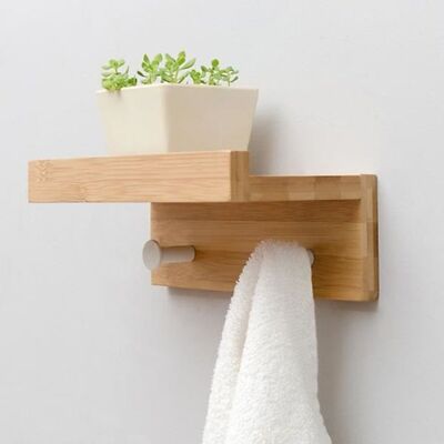 Cellfast Étagère Porte-serviette Porte-manteau Mural Rangement En Bambou Métal 22.7x12x8 Cm Avec 2 Crochets Salle De Bain Garde-robe Pour L - Publicité Cellfast Étagère Porte-serviette Porte-manteau Mural Rangement En Bambou Métal 22.7x12x8 Cm Avec 2 Crochets Salle De Bain Garde-robe Pour L - Publicité