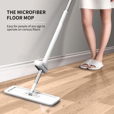 PELTOR Serpillère Plat En Microfibre, Avec 4 Tampons De Rechange Réutilisables, Balai De Nettoyage Pour Le Nettoyage Humide Et Sec Des Sols, Convient Aux Sols En Bois, Stratifiés, Carrelages Et Marbre - Publicité PELTOR Serpillère Plat En Microfibre, Avec 4 Tampons De Rechange Réutilisables, Balai De Nettoyage Pour Le Nettoyage Humide Et Sec Des Sols, Convient Aux Sols En Bois, Stratifiés, Carrelages Et Marbre - Publicité