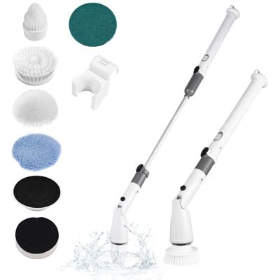 MOXIE Brosse De Nettoyage Électrique 7 En 1 Avec Poignée Réglable, Brosse De Nettoyage Électrique Avec Têtes De Brosse Interchangeables, Avec Long Manche Pour Carrelage Domestique, Baignoire Ipx7 - Publicité MOXIE Brosse De Nettoyage Électrique 7 En 1 Avec Poignée Réglable, Brosse De Nettoyage Électrique Avec Têtes De Brosse Interchangeables, Avec Long Manche Pour Carrelage Domestique, Baignoire Ipx7 - Publicité