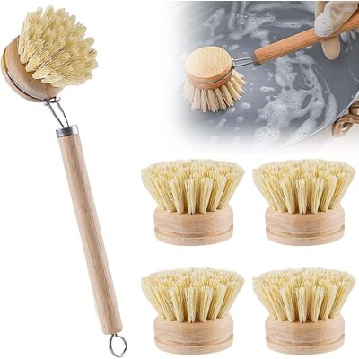 GRASSLIN Lot De 4 Brosse À Vaisselle, Tête Interchangeable, Fibre Naturelle, Manche Hêtre, Cuisine Moderne - Publicité GRASSLIN Lot De 4 Brosse À Vaisselle, Tête Interchangeable, Fibre Naturelle, Manche Hêtre, Cuisine Moderne - Publicité