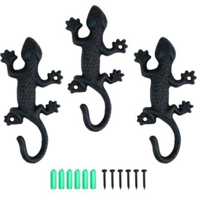 URSUS Porte-manteau Mural 3 Pièces À Motif Lézard, Crochets Muraux Vintage Avec Vis, Crochet Rustique Pour Suspendre Vêtements, Clés, Chapeaux Et Sacs, Noir - Publicité URSUS Porte-manteau Mural 3 Pièces À Motif Lézard, Crochets Muraux Vintage Avec Vis, Crochet Rustique Pour Suspendre Vêtements, Clés, Chapeaux Et Sacs, Noir - Publicité