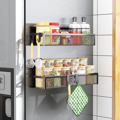 Vision Lot De 2 Étagères Magnétiques Pour Réfrigérateur Avec 4 Crochets Amovibles Pour L'Organisation Et Le Rangement De La Cuisine - Publicité Vision Lot De 2 Étagères Magnétiques Pour Réfrigérateur Avec 4 Crochets Amovibles Pour L'Organisation Et Le Rangement De La Cuisine - Publicité
