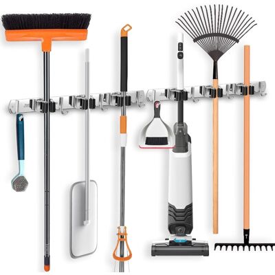 GRASSLIN 2 Porte-balai Mural, Acier Inoxydable, 3 Fentes Et 4 Crochets, Support Rangement Outils, Pour Cuisine Garage Jardin - Publicité GRASSLIN 2 Porte-balai Mural, Acier Inoxydable, 3 Fentes Et 4 Crochets, Support Rangement Outils, Pour Cuisine Garage Jardin - Publicité