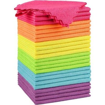 URSUS Chiffons De Nettoyage En Microfibre, Lot De 24, Très Absorbants, Non Pelucheux, Multi-usages Pour La Maison, La Cuisine Et L'Entretien De La Voiture (30 X 30 Cm) - Publicité URSUS Chiffons De Nettoyage En Microfibre, Lot De 24, Très Absorbants, Non Pelucheux, Multi-usages Pour La Maison, La Cuisine Et L'Entretien De La Voiture (30 X 30 Cm) - Publicité