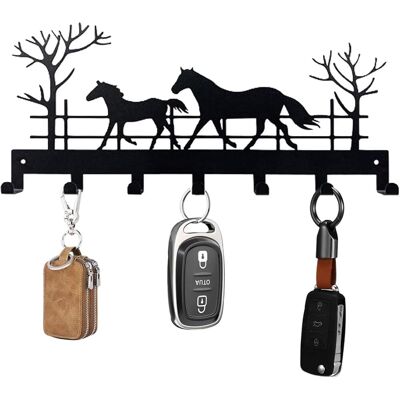 GRASSLIN 1 Porte-clés Mural, Design Cheval, 7 Crochets, Fer Antirouille, Pour Entrée Salon Cuisine - Publicité GRASSLIN 1 Porte-clés Mural, Design Cheval, 7 Crochets, Fer Antirouille, Pour Entrée Salon Cuisine - Publicité