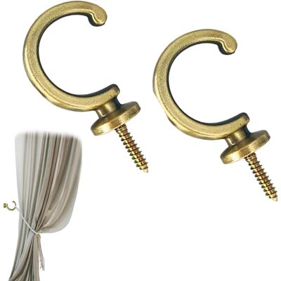 GRASSLIN Lot De 2 Embrasses, Laiton, Crochets Muraux, Vintage, Robuste, Fenêtre Douche - Publicité GRASSLIN Lot De 2 Embrasses, Laiton, Crochets Muraux, Vintage, Robuste, Fenêtre Douche - Publicité