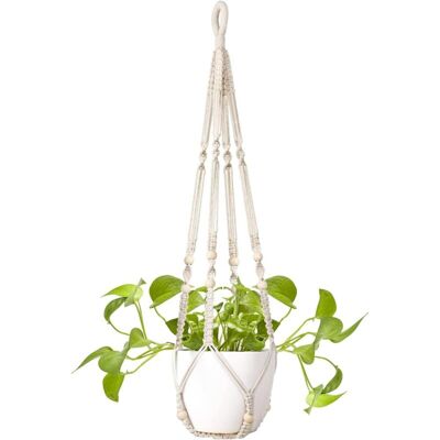 MOXIE Cintre Pour Plantes En Macramé, Pots De Fleurs Suspendus Pour Intérieur/extérieur Et Paniers, Cintres Pour Plantes En Corde De Coton Blanc Faits À La Main Avec Perles, Porte-plantes À Suspendre Boho H - Publicité MOXIE Cintre Pour Plantes En Macramé, Pots De Fleurs Suspendus Pour Intérieur/extérieur Et Paniers, Cintres Pour Plantes En Corde De Coton Blanc Faits À La Main Avec Perles, Porte-plantes À Suspendre Boho H - Publicité