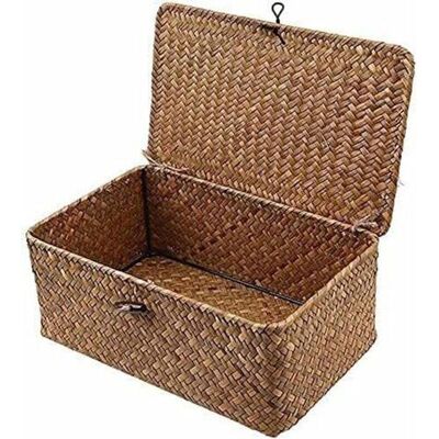 ACKERMAN Panier De Rangement En Jonc De Mer Avec Couvercle, Petit Panier En Osier, Boîte De Rangement En Rotin Naturel, Panier À Linge, Osier - Publicité ACKERMAN Panier De Rangement En Jonc De Mer Avec Couvercle, Petit Panier En Osier, Boîte De Rangement En Rotin Naturel, Panier À Linge, Osier - Publicité
