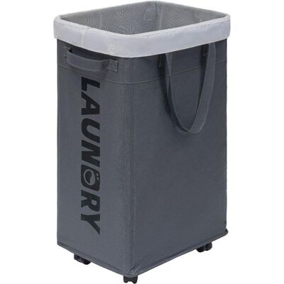 Vision Panier À Linge À Roulettes, 75 L, Indispensable Pour La Buanderie, Avec Sac De Lavage Amovible, Gris - Publicité Vision Panier À Linge À Roulettes, 75 L, Indispensable Pour La Buanderie, Avec Sac De Lavage Amovible, Gris - Publicité