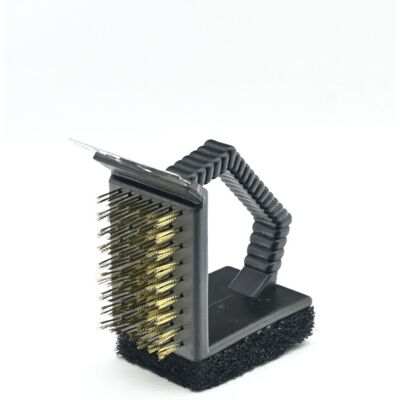 BRINSEA Brosse À Barbecue 3 En 1 Ultra-résistante, Brosse En Cuivre, Grattoir Et Éponge En Acier Inoxydable, Grise - Publicité BRINSEA Brosse À Barbecue 3 En 1 Ultra-résistante, Brosse En Cuivre, Grattoir Et Éponge En Acier Inoxydable, Grise - Publicité